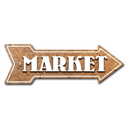 Signmission Market Arrow Sign Funny Home Decor 30in Wide P-ARROW10-999752